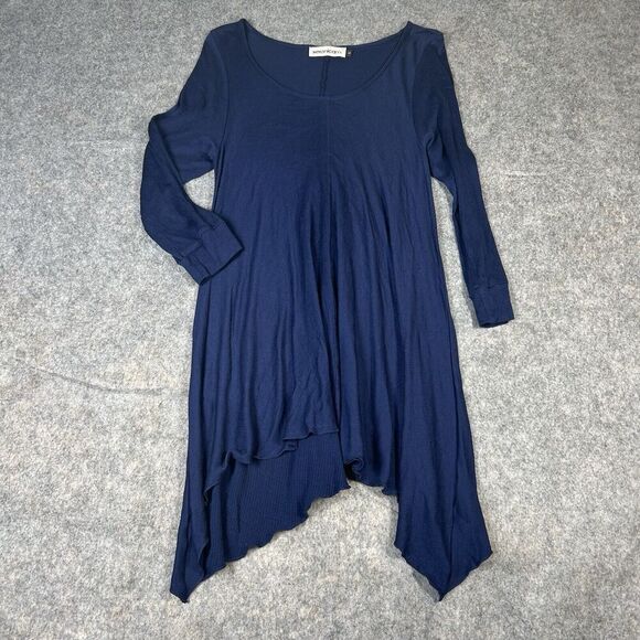 Veronica M Tunic Top Womens Small Navy Blue Scoop Neck Blouse - Picture 1 of 7
